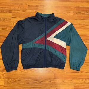 Vintage White Stag Zip Windbreaker Adult Size Lg Colorblock Rare Streetwear I22